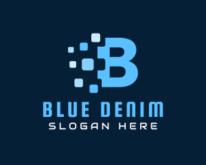 Blue Pixel Letter B logo design