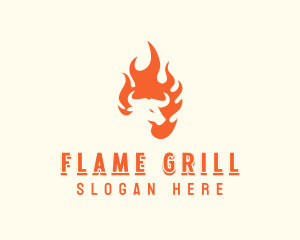 Flaming Roast Barbecue logo design