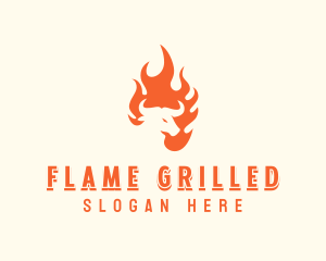 Flaming Roast Barbecue logo design