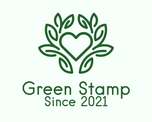 Green Plant Heart  logo design