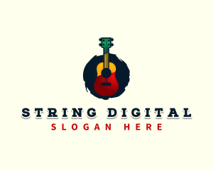 Reggae Guitar Instrument logo design