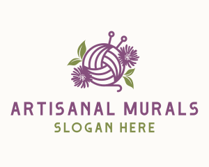 Floral Knit Yarn logo design