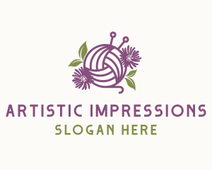 Floral Knit Yarn logo design