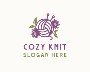 Floral Knit Yarn logo design