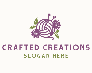 Floral Knit Yarn logo design