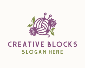 Floral Knit Yarn logo design