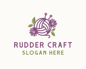 Floral Knit Yarn logo design