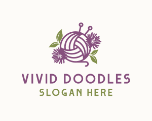 Floral Knit Yarn logo design