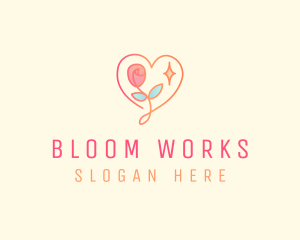 Love Heart Rose logo design