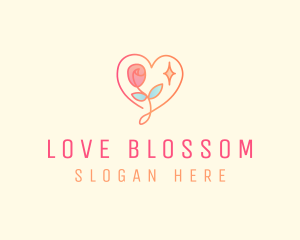 Love Heart Rose logo design