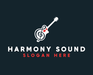 Clef Guitar Instrument logo design