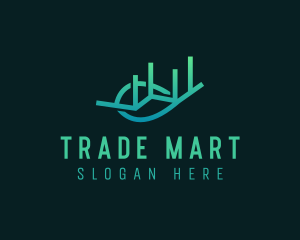 Gradient Leaf Stocks Chart Logo