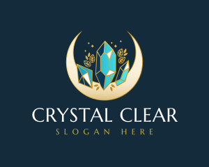 Crystal Moon Gem logo design