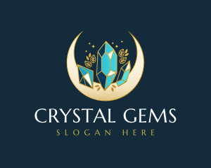 Crystal Moon Gem logo design