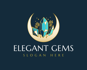 Crystal Moon Gem logo design