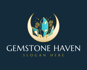 Crystal Moon Gem logo design