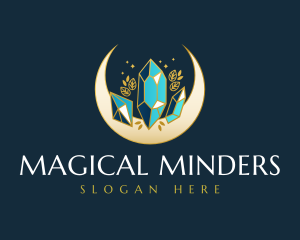 Crystal Moon Gem logo design