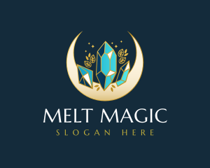 Crystal Moon Gem logo design