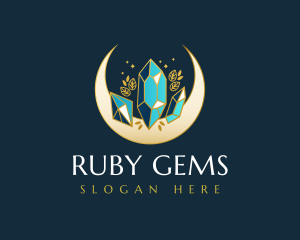 Crystal Moon Gem logo design