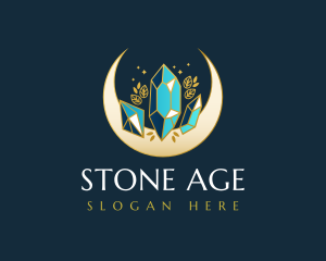 Crystal Moon Gem logo design