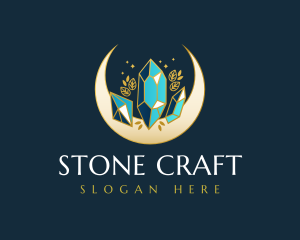 Crystal Moon Gem logo design