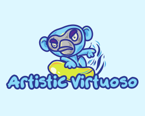 Monkey Water Surfer  logo design