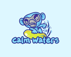 Monkey Water Surfer  logo design