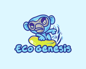 Monkey Water Surfer  logo design