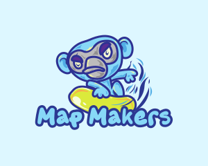 Monkey Water Surfer  logo design