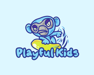 Monkey Water Surfer  logo design