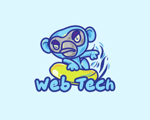 Monkey Water Surfer  logo design