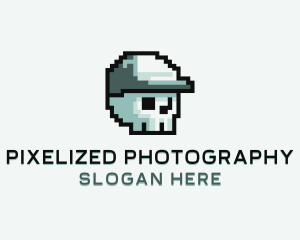 Y2K Pixel Skull  logo design