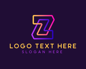 Tech Cyber Neon Letter Z logo