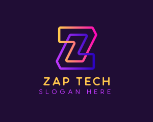 Tech Cyber Neon Letter Z logo design