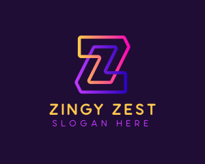 Tech Cyber Neon Letter Z logo design