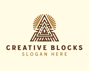 Ethnic Mayan Pyramid  logo design