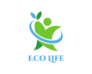 Green Eco Person logo design