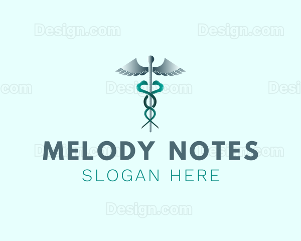 Medical Caduceus Staff Logo