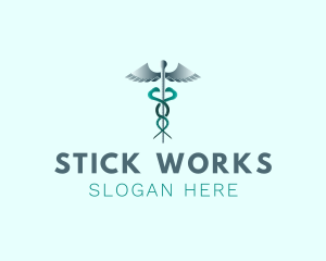 Medical Caduceus Staff Logo