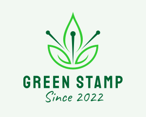 Green Leaf Acupuncture Needle  logo design