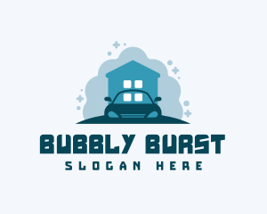 Bubble Clean House Car logo design