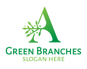 Green A Branch logo design