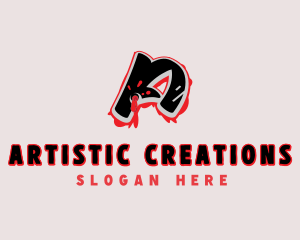 Splatter Graffiti Letter A logo design