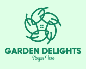 Green Home Gardening Leaves logo design