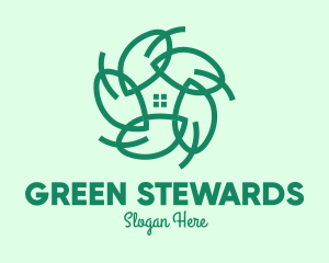 Green Home Gardening Leaves logo design