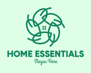 Green Home Gardening Leaves logo design