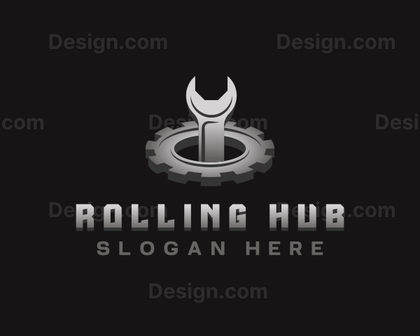 Mechanical Wrench Cogwheel Logo