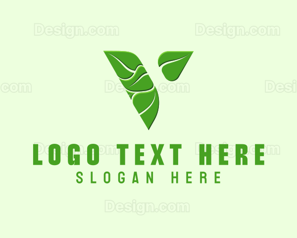 Organic Leaf Letter V Logo