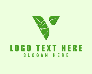 Organic Leaf Letter V Logo