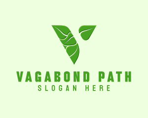 Organic Leaf Letter V logo design